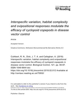 Interspecific Variation, Habitat Complexity and Ovipositional Responses Modulate the Efficacy of Cyclopoid Copepods in Disease Vector Control