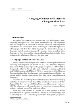 Language Contact and Linguistic Change in the Chaco