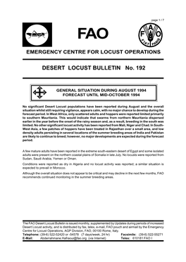 FAO Desert Locust Bulletin 192 (English)