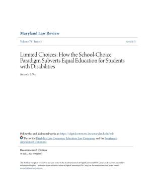 How the School-Choice Paradigm Subverts Equal Education for Students with Disabilities Amanda S