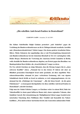 „Die Schrillste Anti-Israel-Fanfare in Deutschland“