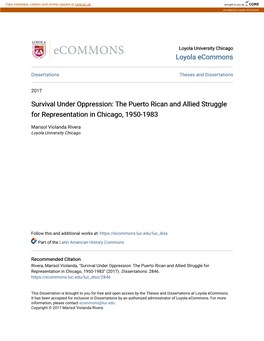 The Puerto Rican and Allied Struggle for Representation in Chicago, 1950-1983