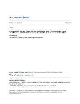 Gregory of Tours, the Eastern Emperor, and Merovingian Gaul