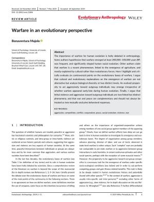 Warfare in an Evolutionary Perspective