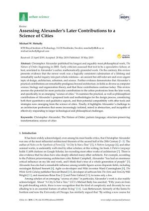 Assessing Alexander's Later Contributions to a Science of Cities