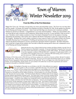 Town of Warren Winter Newsletter 2019