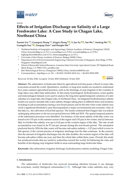 Effects of Irrigation Discharge on Salinity of a Large Freshwater Lake