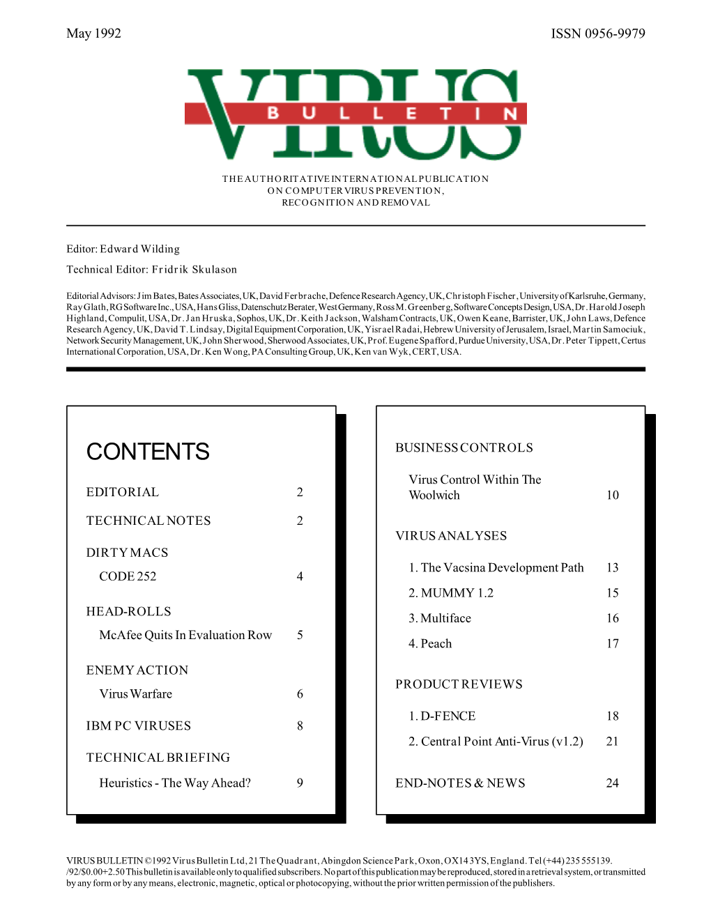 Virus Bulletin, May 1992