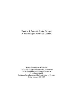 Electric & Acoustic Guitar Strings: a Recording of Harmonic Content