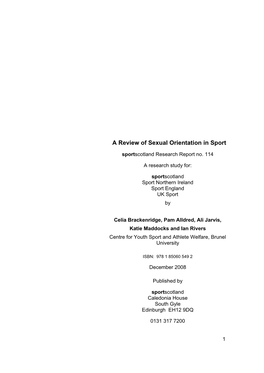 A Literature Review of Sexual Orientation in Sport