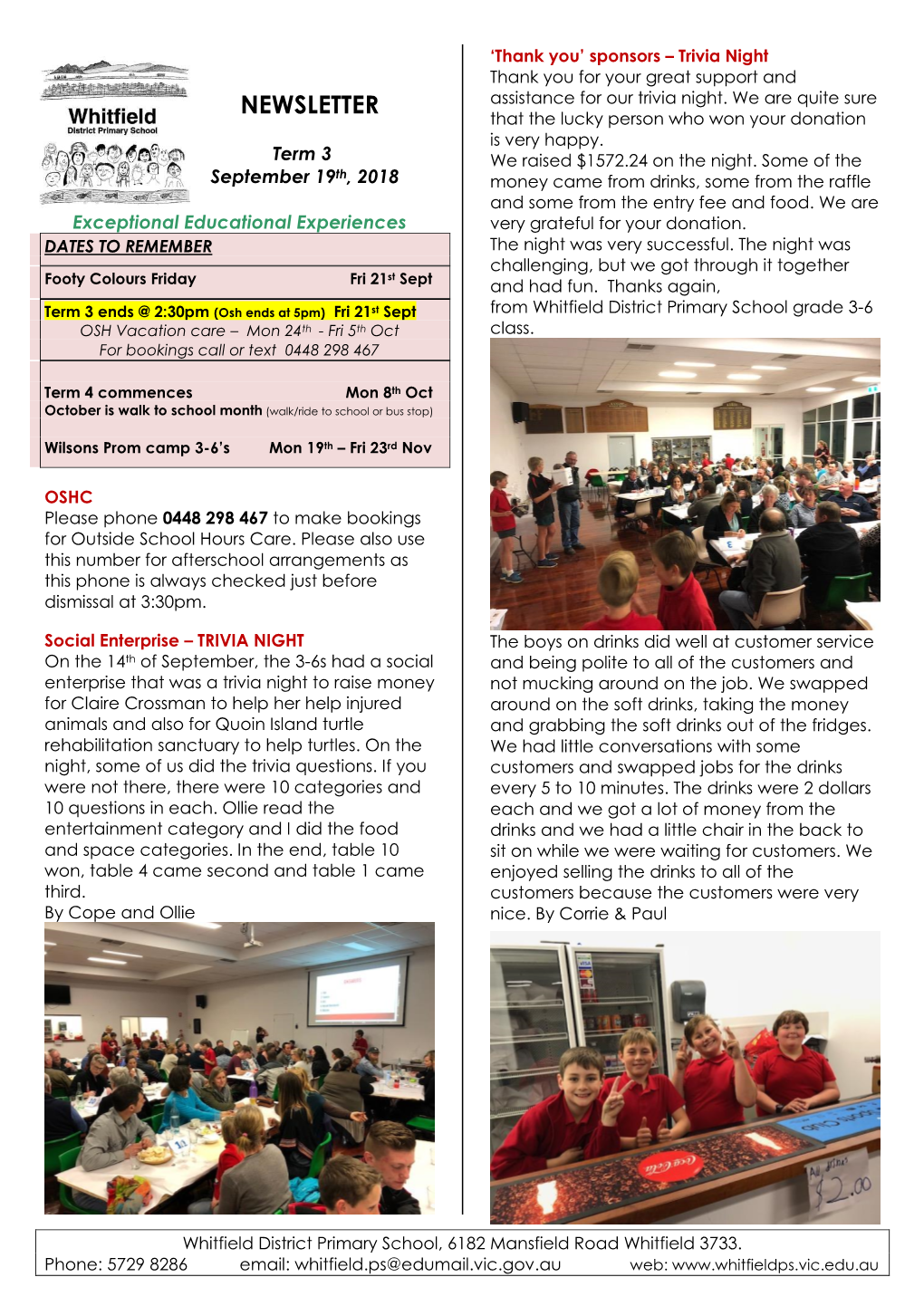 NEWSLETTER Assistance for Our Trivia Night