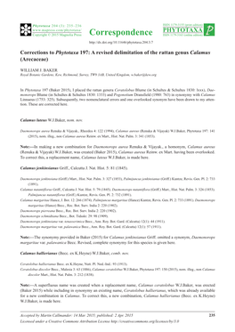 A Revised Delimitation of the Rattan Genus Calamus (Arecaceae)