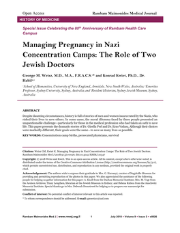 Managing Pregnancy in Nazi Concentration Camps: the Role of Two Jewish Doctors