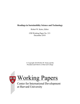 Readings in Sustainability Science and Technology