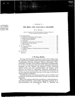 THE IBOGA and VOACANGA ALKALOIDS Th Alstovenine, Hatterjee (99), W