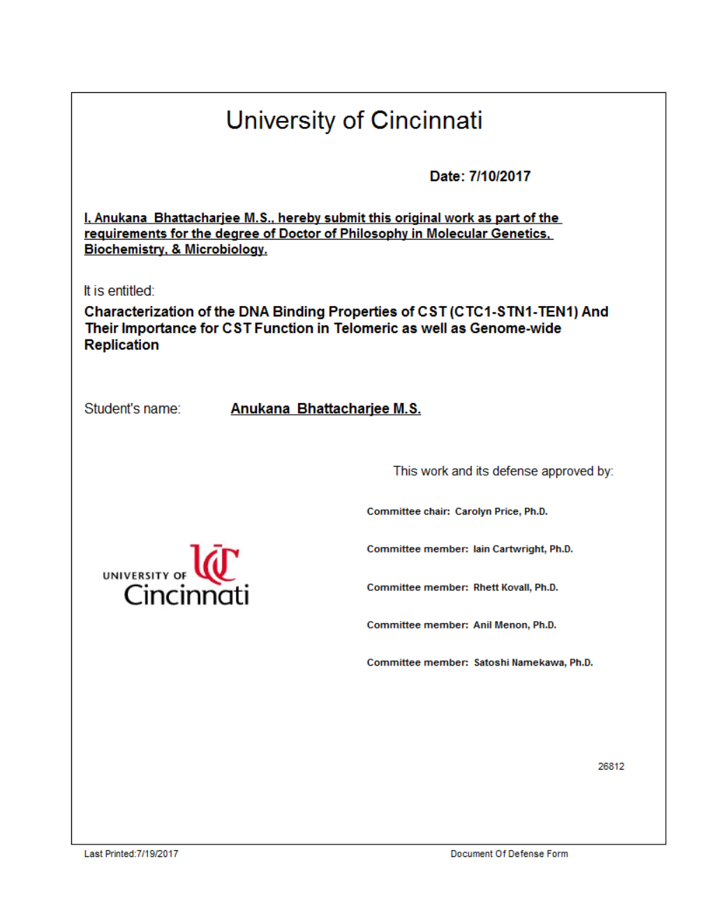 Characterization of the DNA Binding Properties of CST (CTC1-STN1-TEN1) and Their