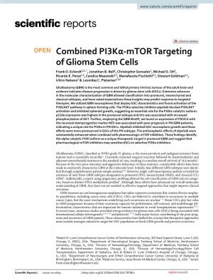 Combined Pi3kα-Mtor Targeting of Glioma Stem Cells