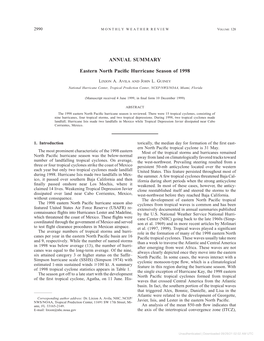 ANNUAL SUMMARY Eastern North Pacific Hurricane Season of 1998