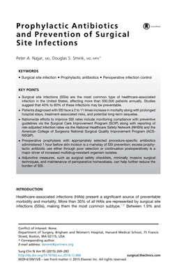 Prophylactic Antibiotics and Prevention of Surgical Site Infections