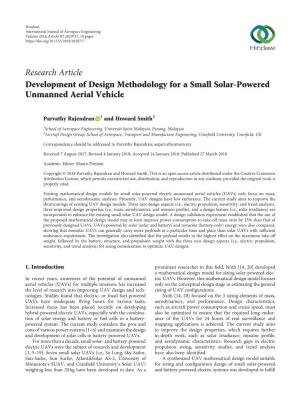 Development of Design Methodology for a Small Solar-Powered Unmanned Aerial Vehicle