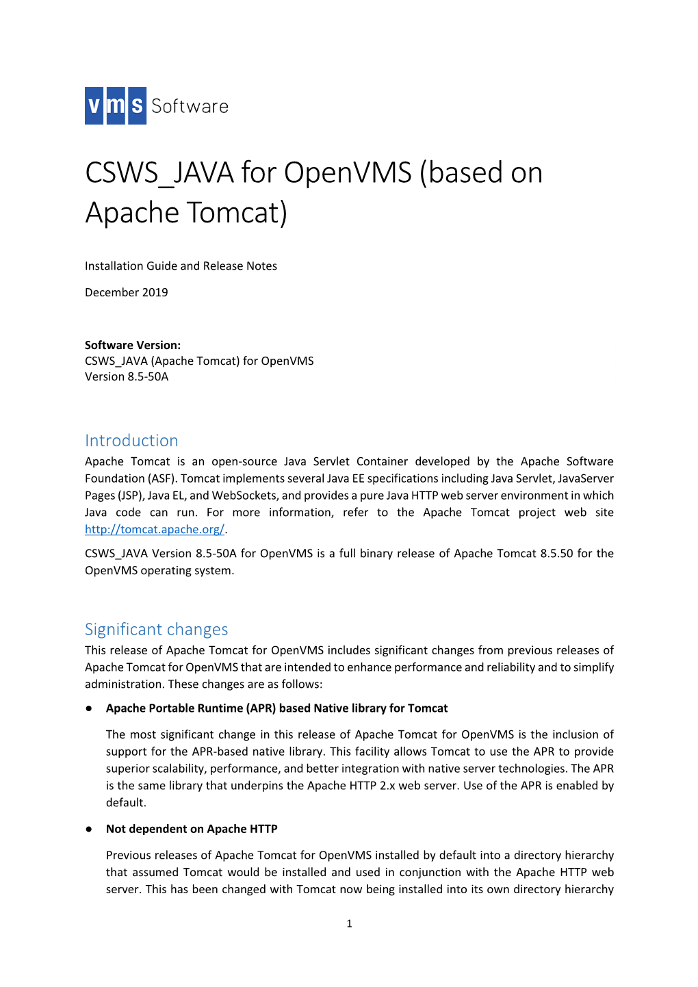 CSWS JAVA for Openvms (Based on Apache Tomcat)
