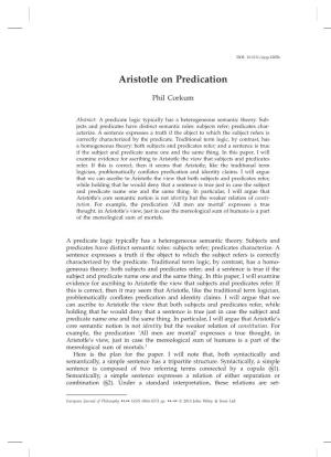 Aristotle on Predication