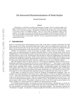 On Structural Parameterizations of Node Kayles