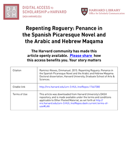 Penance in the Spanish Picaresque Novel and the Arabic and Hebrew Maqama