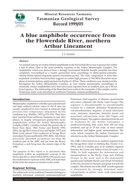 A Blue Amphibole Occurrence from the Flowerdale River, Northern Arthur Lineament