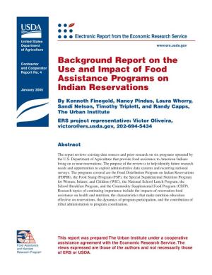 Background Report on the Use and Impact of Food Assistance Programs on Indian Reservations