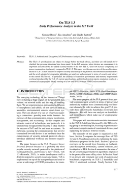 On TLS 1.3 Early Performance Analysis in the Iot Field