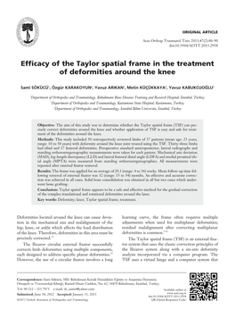 Efficacy of the Taylor Spatial Frame in the Treatment of Deformities Around the Knee