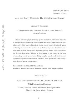Light and Heavy Mesons in the Complex Mass Scheme