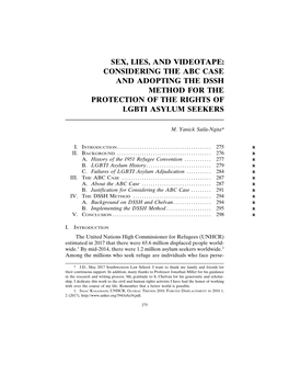 Sex, Lies, and Videotape: Considering the Abc Case and Adopting the Dssh Method for the Protection of the Rights of Lgbti Asylum Seekers