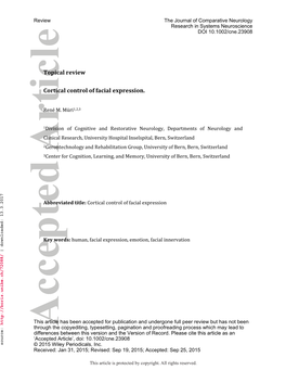 Cortical Control of Facial Expression