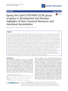 Eyeing the Cyr61/CTGF/NOV (CCN) Group of Genes in Development And