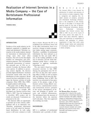 Realization of Internet Services in a Media Company – the Case of Bertelsmann Professional Information