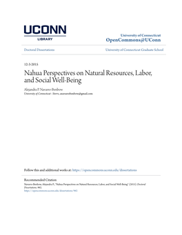 Nahua Perspectives on Natural Resources, Labor, and Social Well-Being Alejandra P