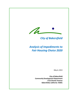 City of Bakersfield Analysis of Impediments to Fair Housing Choice 2015