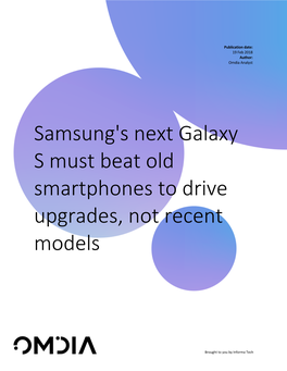 Samsung's Next Galaxy S Must Beat Old Smartphones to Drive Upgrades, Not Recent Models