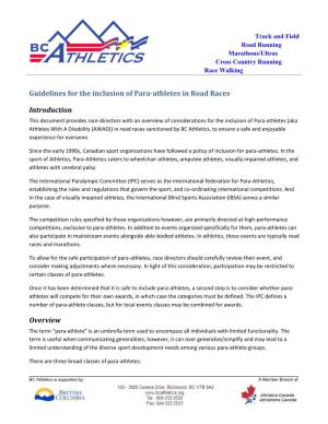 Guidelines for the Inclusion of Para-Athletes in Road Races