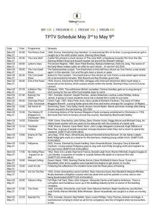 TPTV Schedule May 3Rd to May 9Th