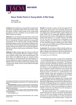 Iliacus Tender Points in Young Adults: a Pilot Study BRIEF REPORT