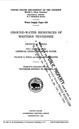 Ground-Water Resources of Western Tennessee