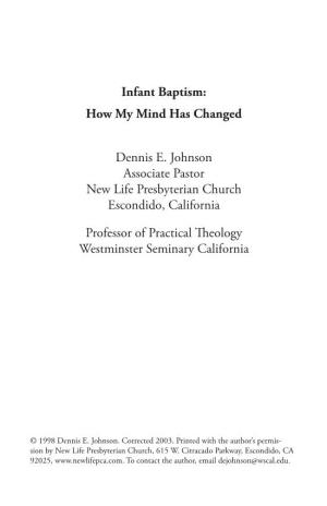 Infant Baptism: How My Mind Has Changed
