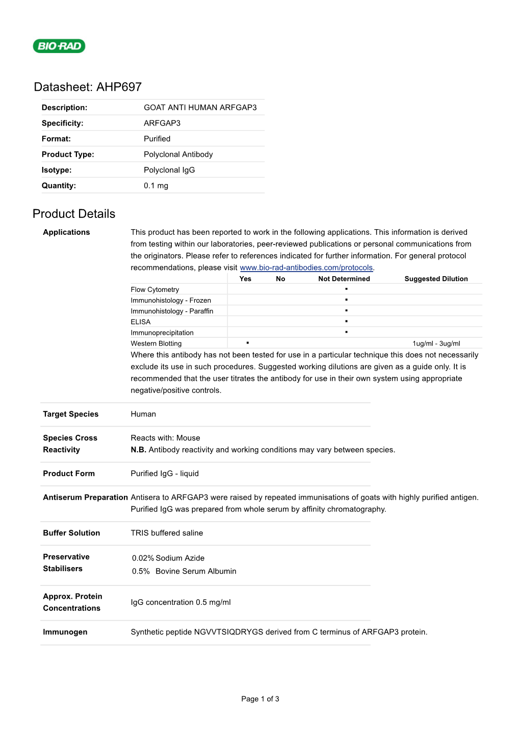 Datasheet: AHP697