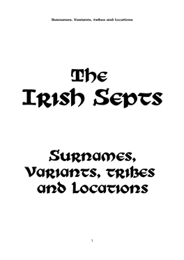 Irish Septs -Vol 1