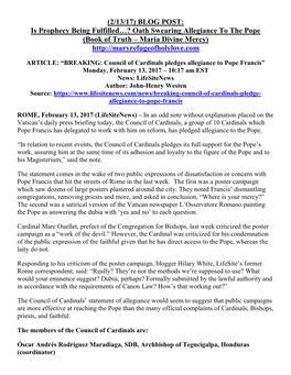 Oath Swearing Allegiance to the Pope (Book of Truth – Maria Divine Mercy)