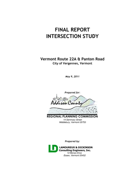 VT 22A & Panton Road Intersection Study Final