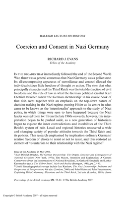 Coercion and Consent in Nazi Germany